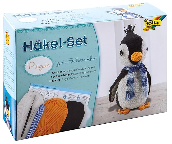 folia 23929 - Häkelset Pinguin, ca. 23 cm
