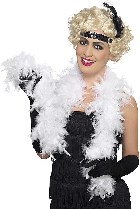 Smiffys Damen Federboa, Länge: 150 cm, 50 g, Weiß, 30865