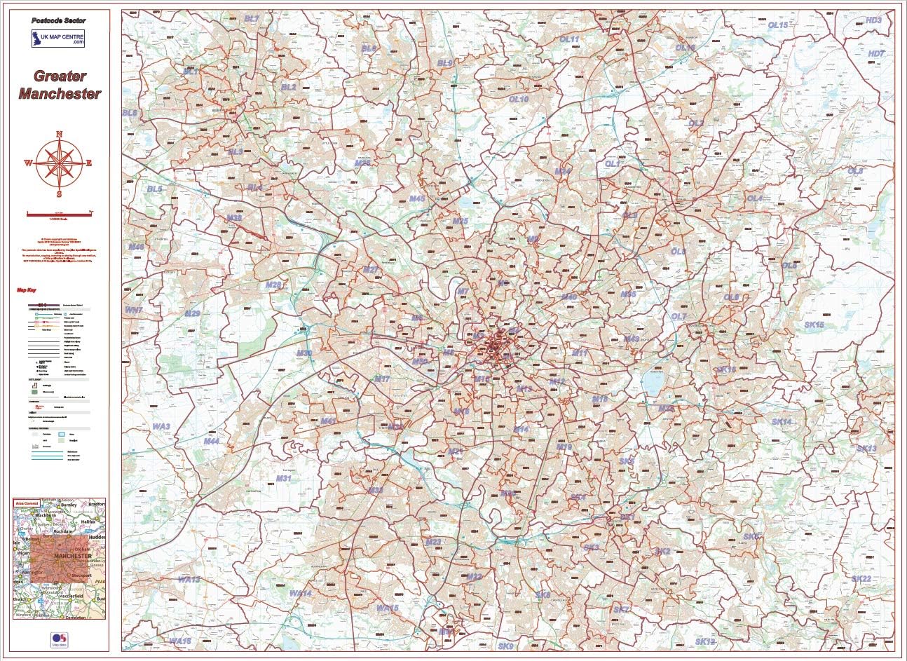 Map Of Greater Manchester Postcodes Map Of Greater Manchester Postcodes