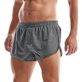 AMY COULEE Mens Lounge Shorts Workout Gym Shorts Lightweight Split Side Cotton Sleep Bottoms