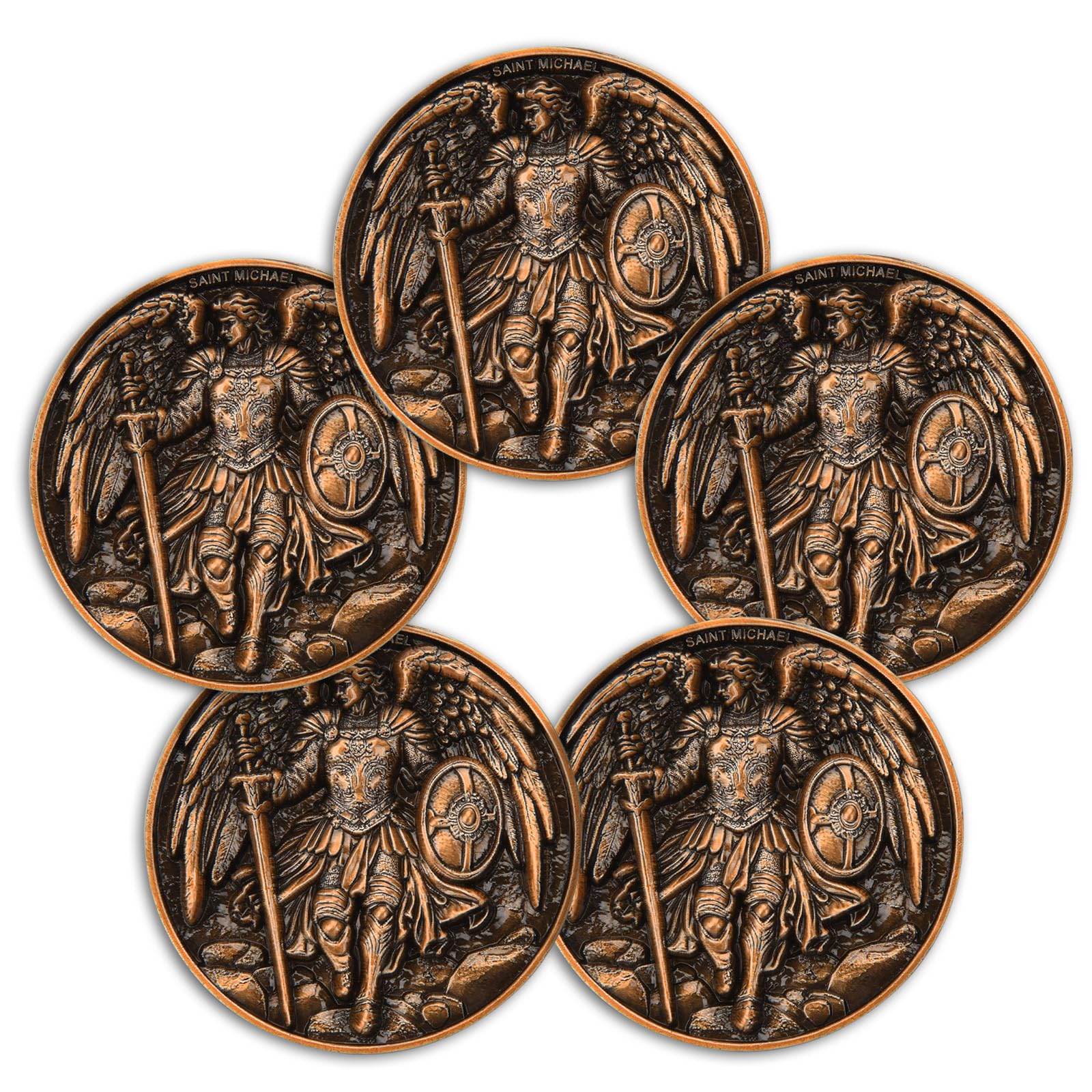 Photo 1 of Saint Michael The Archangel Prayer Token – Inspirational Spiritual Keepsake for Protection and Strength – Religious Gift for Men, Women, and Loved Ones (Pack of 5)