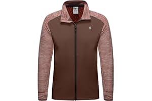 Little Donkey Andy Men's Quick Dry Warm Lightweight Running Jacket Full Zip Thermal Hybrid Thumbholes Golf Track Jacket