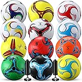 Lunmon 12 Pcs Bulk Soccer Balls with 2 Pump Official Size Deflated Soccer Ball Football for Indoor Outdoor Game Sports Training Adult Players Birthday Gift