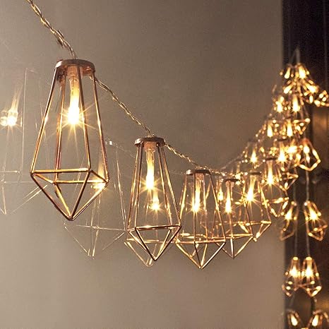 Luxlumi Diamonds Are Forever Rose String Lights Gold Wire Caged Batteries Included Soft White 20 Led For Bedroom Living Room Home Decor Party