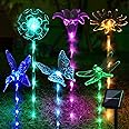 Set of 6 Arcylic Solar Lights for Outside, Garden Decorations Powered Pathway Outdoor Waterproof Ornaments Yard, Patio Plant Pot, Flower Bed, Home Decoration (8 Modes)
