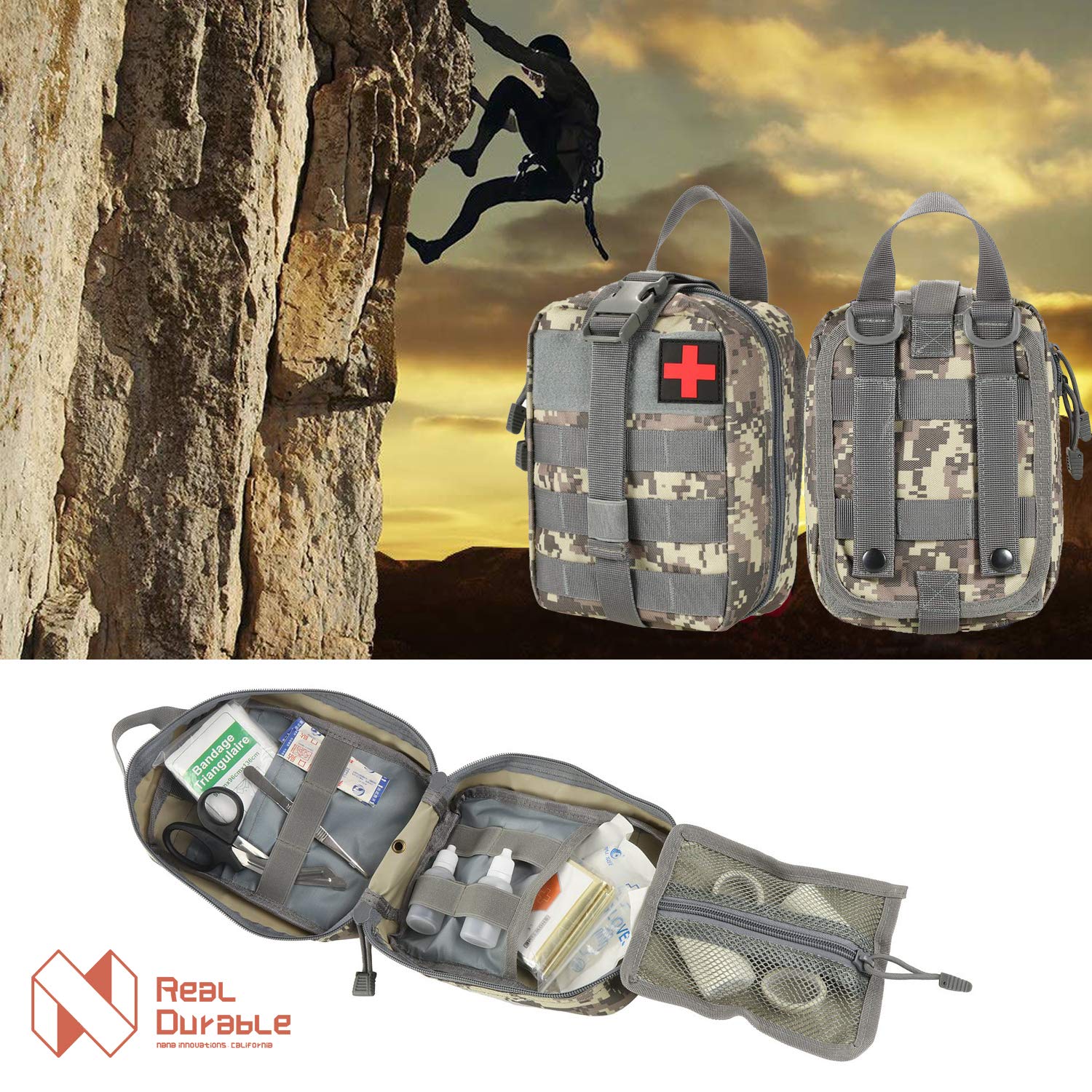 Nana Innovations Medical First Aid Kit Pouch Tactical Medical Bag Molle EMT Outdoor Emergency Survival Pouch (ACU)