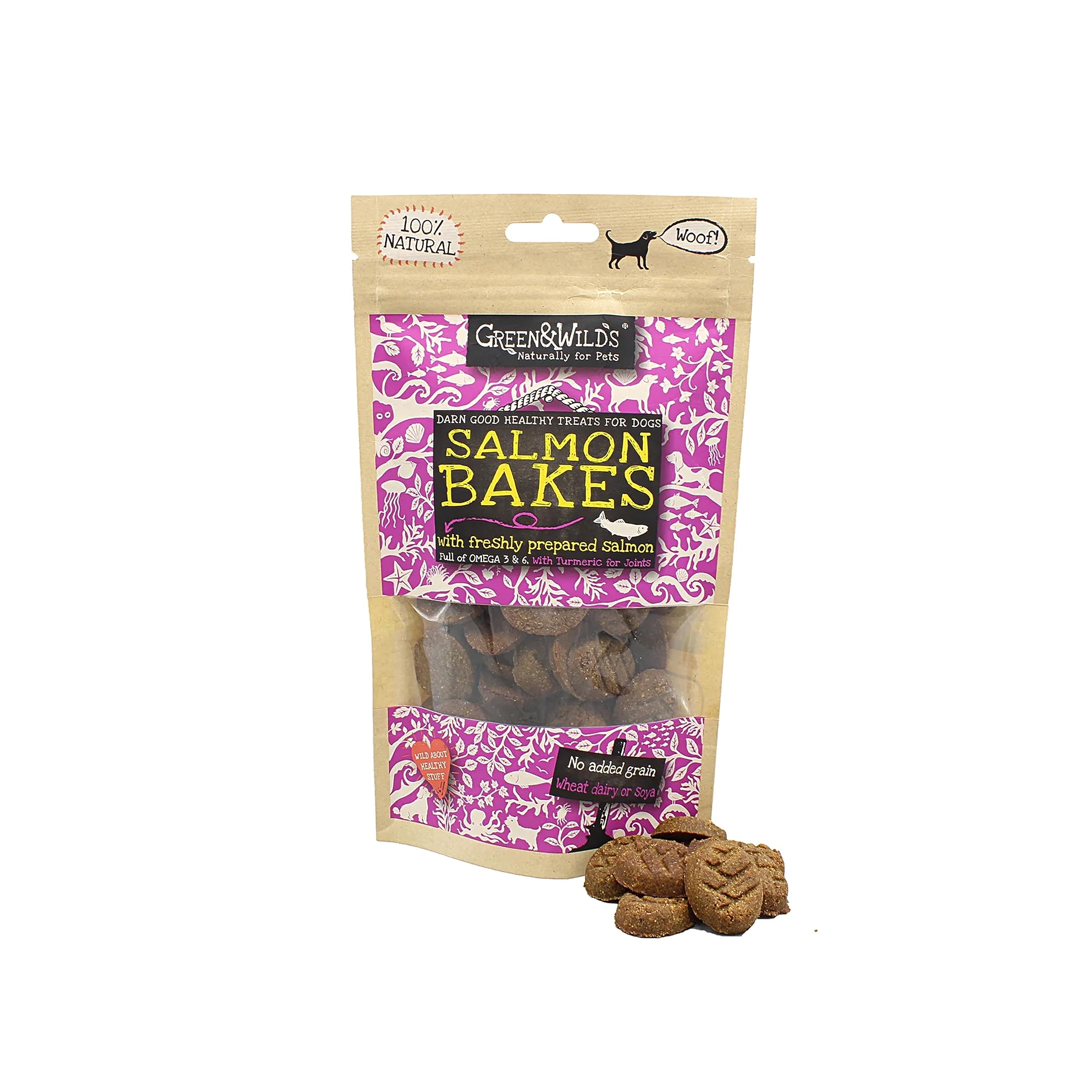 Green & Wilds Eco Friendly Natural Dog Treats/Biscuits - Fish Salmon Bakes
