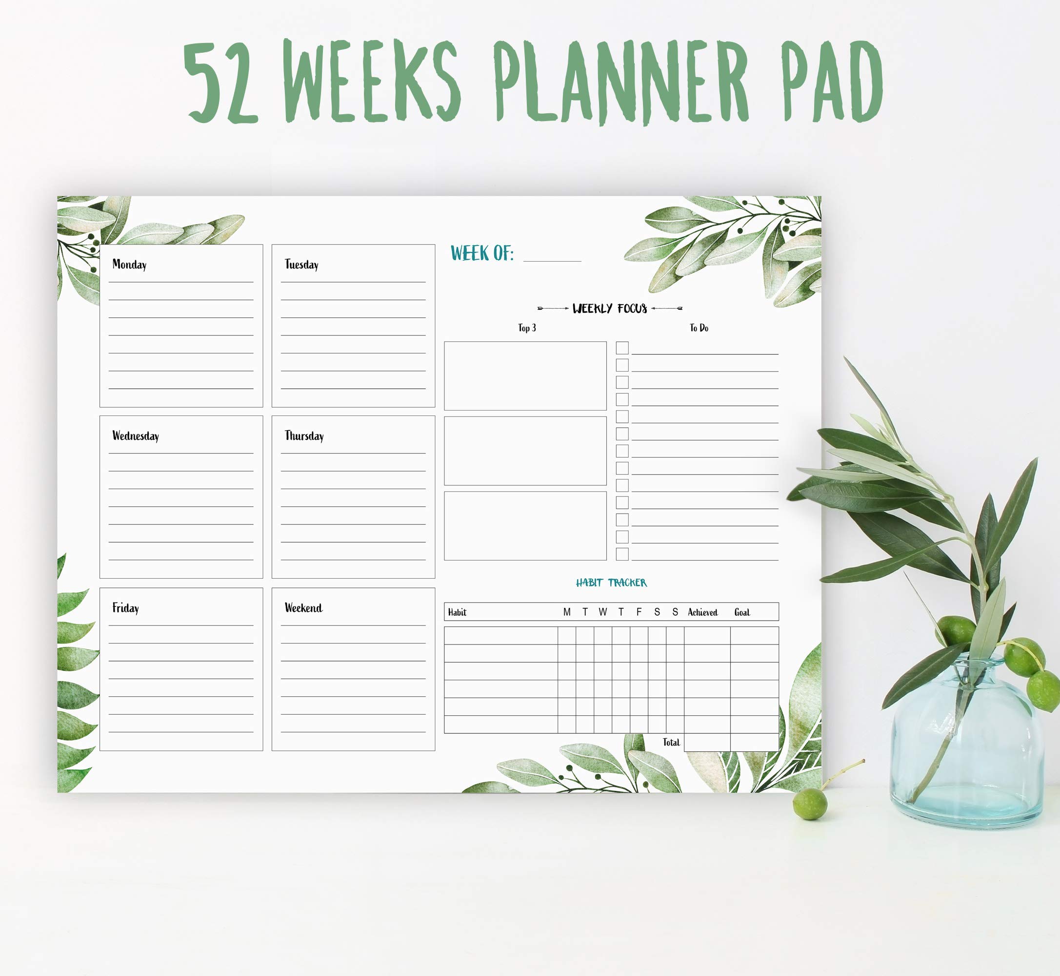 Mua Aesthetic Weekly Planner Pad And Habit Tracker - 52 Week Office ...