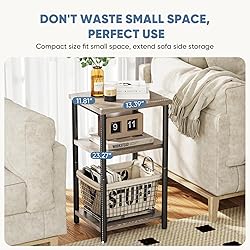 DUMOS End Table, 3 Tier Side Sofa Tables for Small