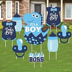 Teblacker 8 pcs Its A Boy Birthday Party Yard Signs Dinosaur Baby Shower Decor Mini Boss Baby Shower Sign Baby Girl Party Decor Birthday Outdoor Lawn Decorations Baby Shower Party Supplies