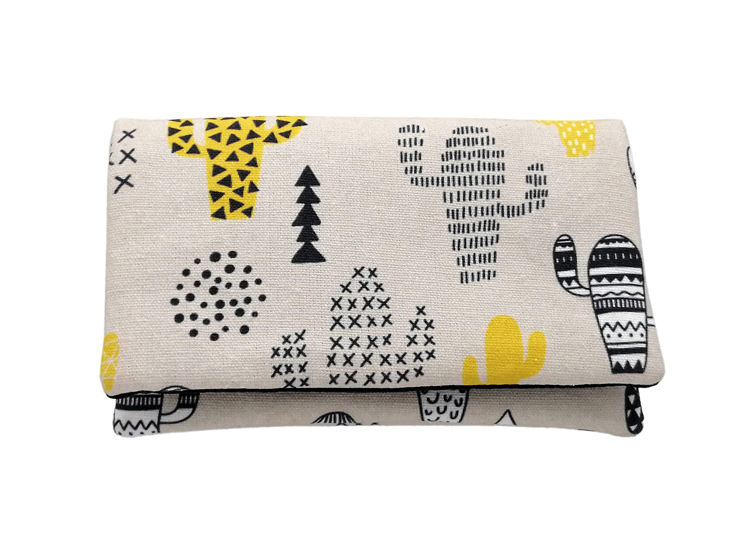 Plan B, Purse Compact Cactus,15 x 9 cm, with 5 Card Holders, Beige Background with Patterned Designs