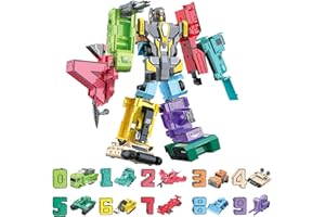 HOPANDOS Number Robots Transforming Toys for Kids Ages 3-8, 12.3" Giant Buildable Robot Set, Number Blocks for Learning & Play, STEM Educational Toys for Boys & Girls Gifts