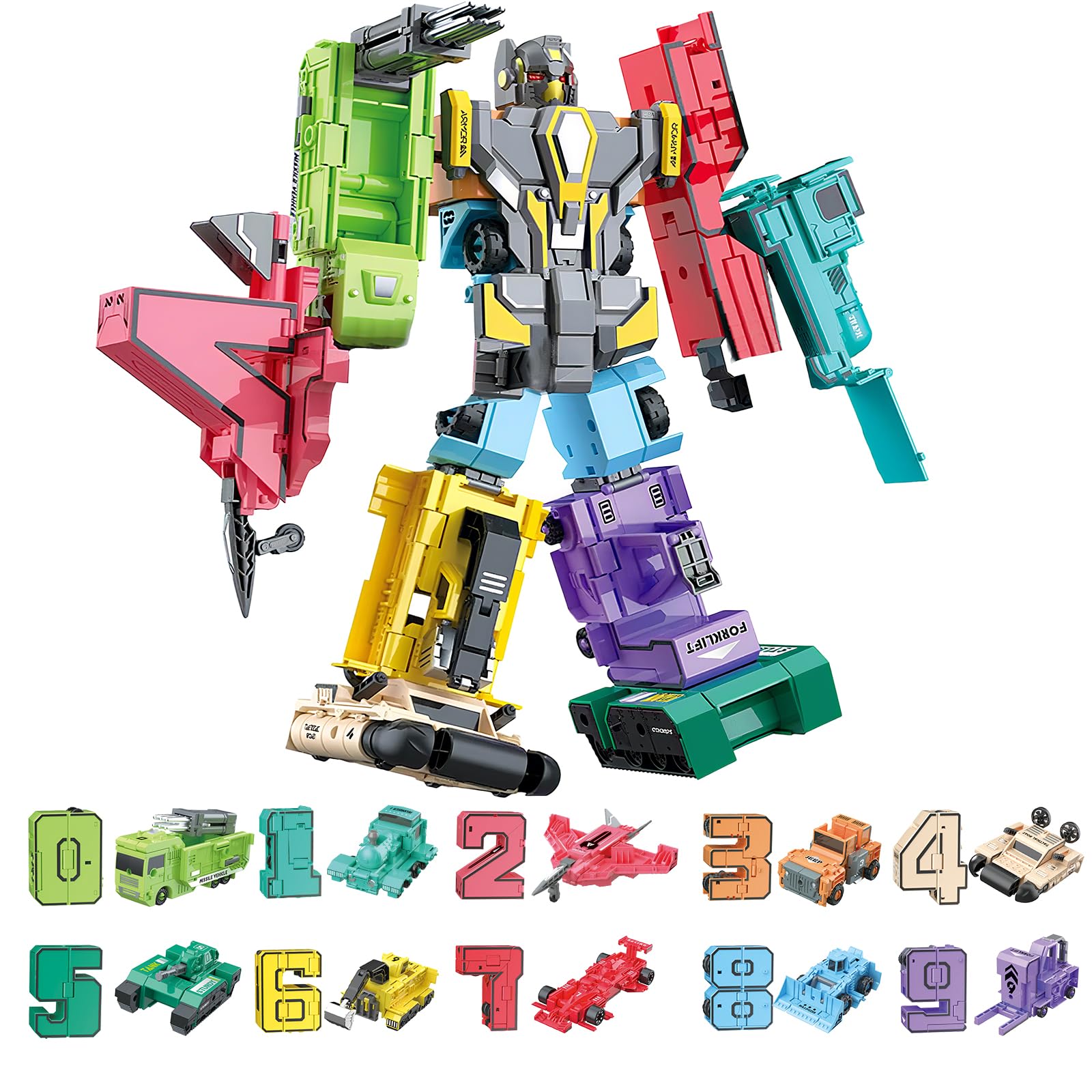 Photo 1 of HOPANDOS Number Robots Transforming Toys for Kids Ages 3-8, 12.3" Giant Buildable Robot Set, Number Blocks for Learning & Play, STEM Educational Toys for Boys & Girls Gifts