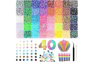 40 Colors Rhinestones Bedazzling Kit, 32000 Pcs 3mm Flatback Gems With Tools, Bling DIY Craft Supplies for Clothing Shoes Nai