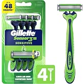 Gillette Sensor3 Sensitive Men's Disposable Razor, 4 Razors