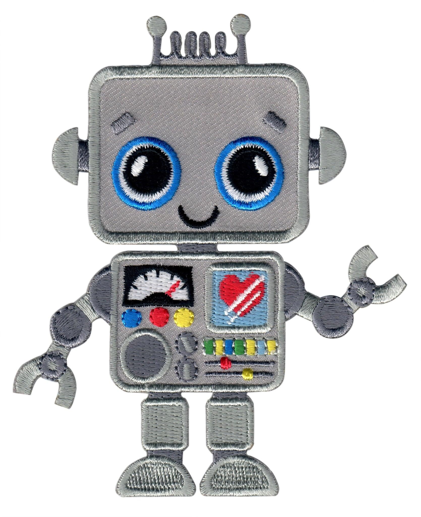 PatchMommy Robot Iron-On Patch - Premium Embroidered, Washable - 3.5" x 2.9" - Durable Applique for Jackets & Backpacks