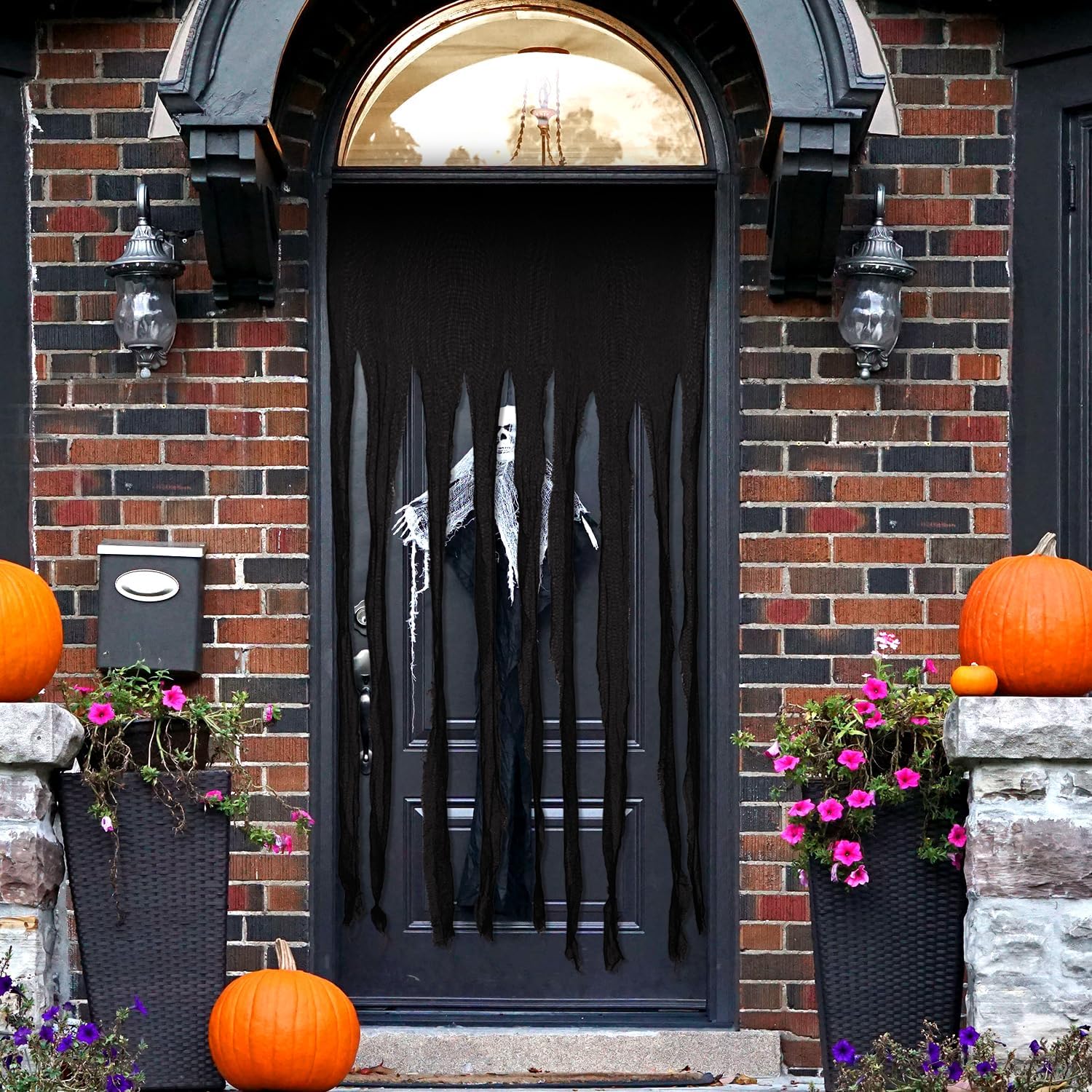 Outdoor Curtains - TOYMIS Halloween Doorway Curtain, 65x39 Inch Haunted House Curtains Scary Spooky Cloth Halloween Door Curtain for Scary Halloween Party Haunted House Entrance Decoration (Black)