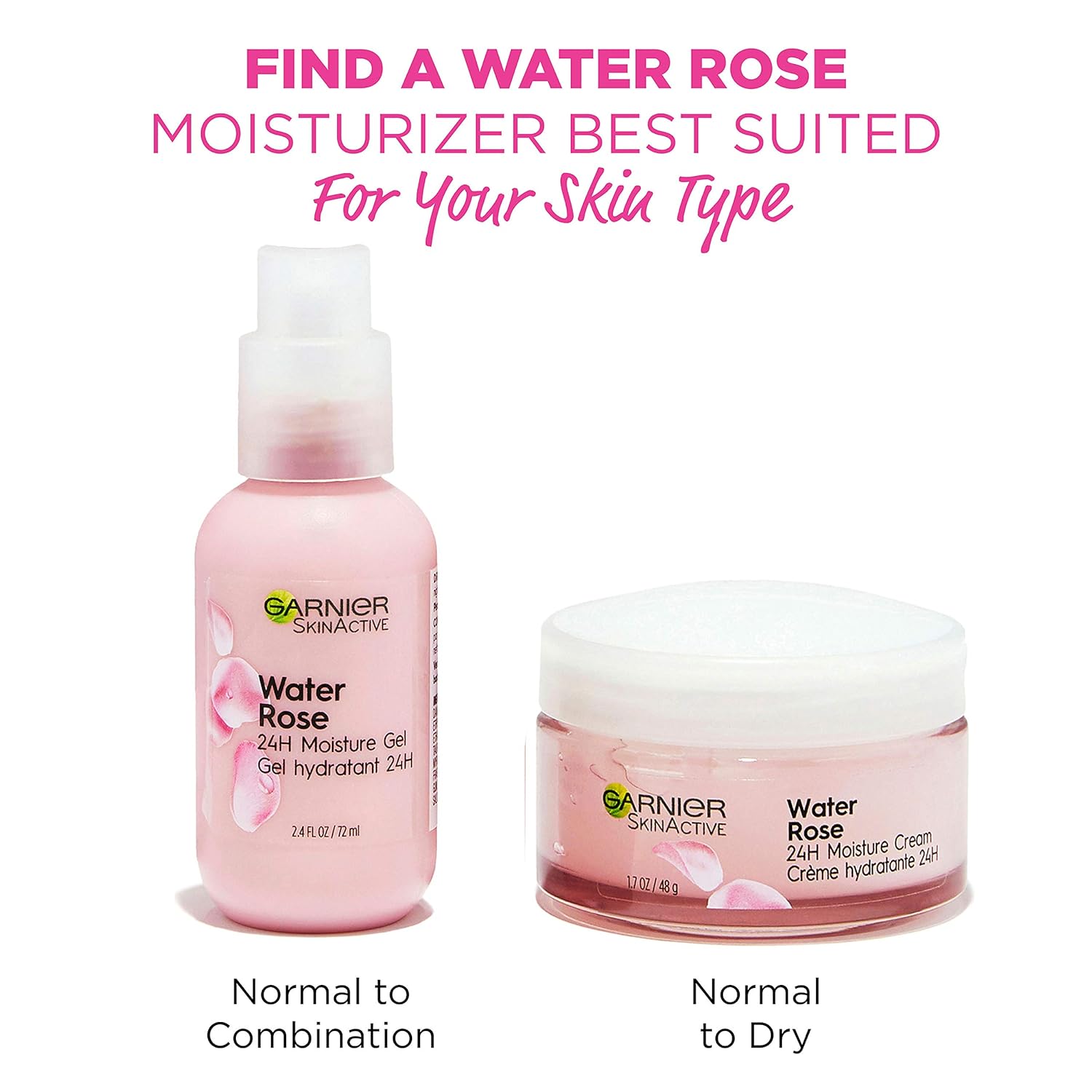 Garnier SkinActive 24H Moisture Cream with Rose Water and Hyaluronic Acid, Face Moisturizer, For Normal to Dry Skin, 1.7 Fl Oz: Beauty