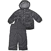 Arctic Quest Boys' Bib Snow Pants and Ski Jacket Water-Resistant Snowsuit For Kids Winter Hooded Jacket, Black, 18M