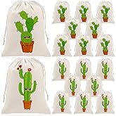 Shinylin 18 Pcs Cactus Party Favor Bags Fiesta Drawstring Candy Bags 7 x 9 Inches Gift Supplies for Forest Farm Baby Shower Birthday Bachelorette Party