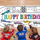 OHOME Race Car Giant Coloring Poster/Tablecloth - Race Car Birthday Party Decorations - 30 x 72 Inches Jumbo Coloring Banner Kids Crafts Activities Decor Party Supplies