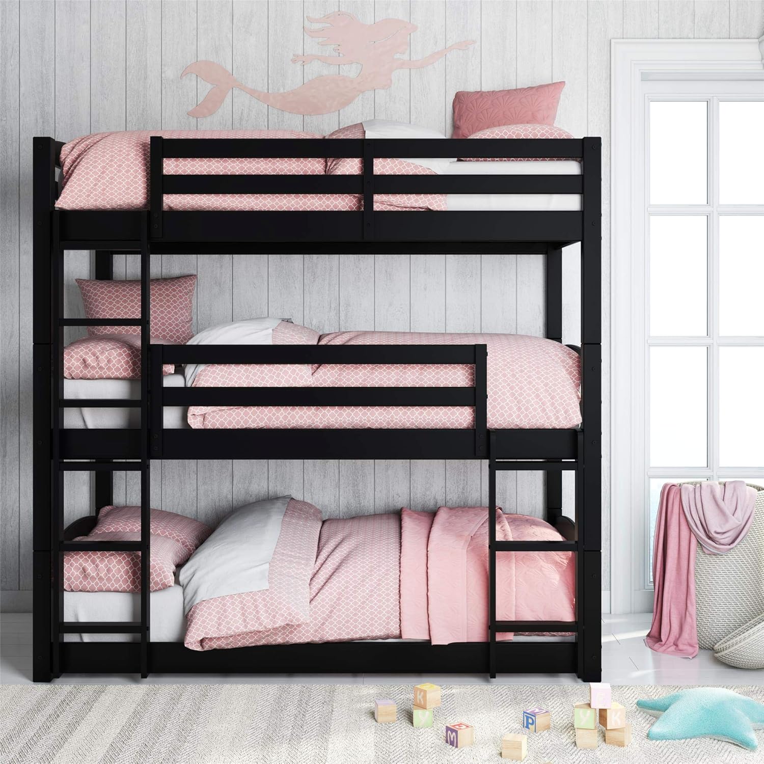 Dorel Living Sierra Triple Floor Bunk Bed Black