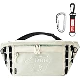 Rough Enough Large Crossbody Bag Fanny Pack for Men Preppy Waterproof with Keychain YKK Zipper Casual Cordura White 6.5L