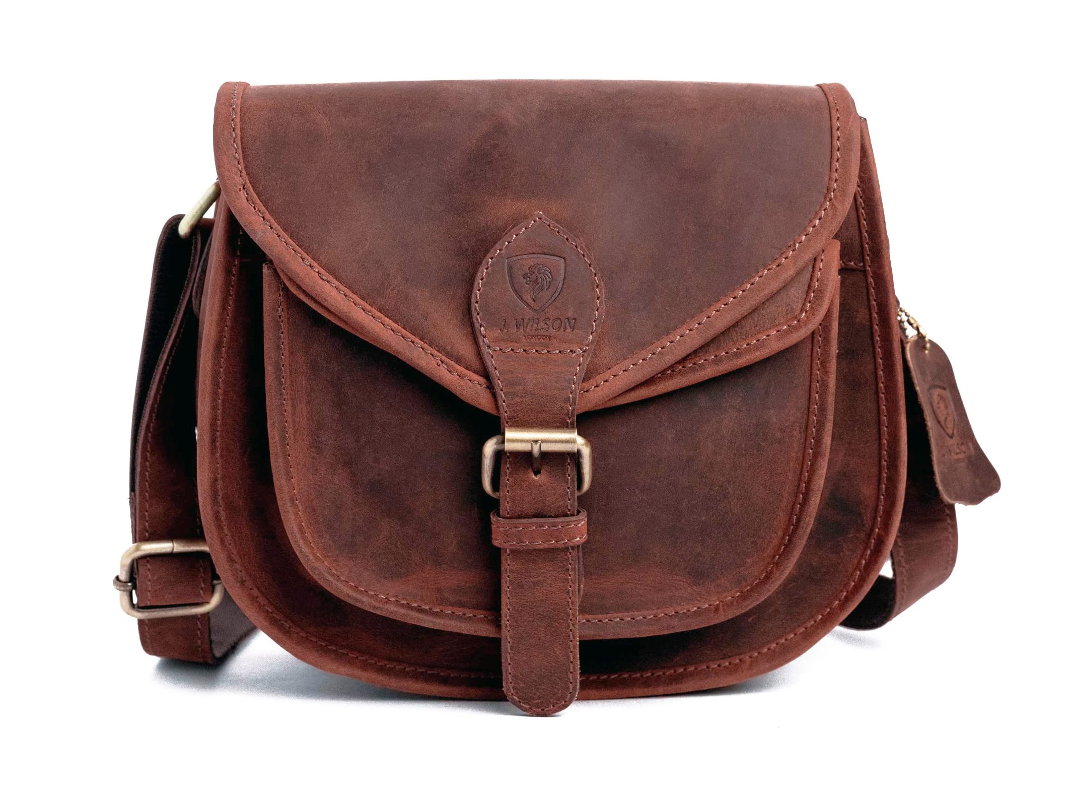 J. Wilson London Designer Genuine Real Distressed Vintage Leather Handmade Women Ladies Flapover Festival Travel Crossover Shoulder Bag