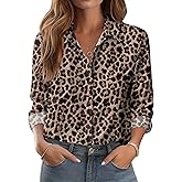 Zeagoo Button Down Shirts for Women Dressy Floral Printed Long Sleeve Blouse Business Casual Work Tops