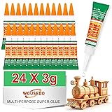 WOUSEDO 24 X 3g Super Glue Clear, Strong