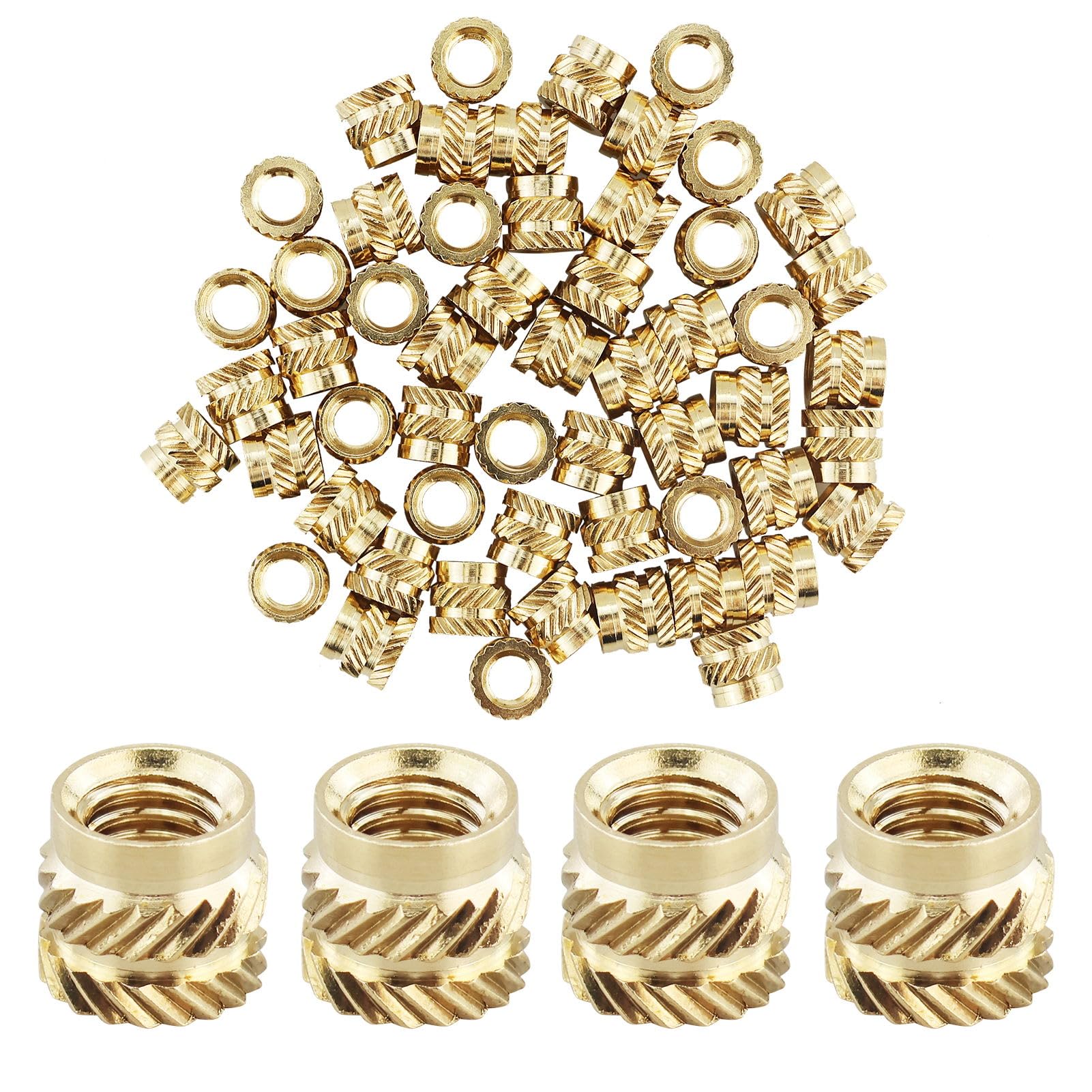 Threaded Inserts for Plastic, M6 Heat Set Insert for 3D Printing Components and Plastic Parts - Brass Metric Knurled Nuts (55 Pieces)