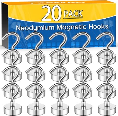 FINDMAG 20 Pack Magnetic Hooks 30 LB Neodymium for Cruise Cabin Ship