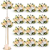 Hotop 12 Pcs Valentines Artificial Rose Flower Balls for Centerpieces, Silk Roses Kissing Balls Romantic Faux Floral Arrangements for Engagement Wedding Home Decor (Champagne,White)