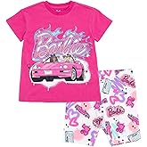 Barbie Girls Cropped Boxy T-Shirt and Bike Shorts Outfit Set Toddler to Big Kid Sizes (2T - 14-16)