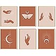 HAUS AND HUES Astrology Posters and Celestial Decor - Set of 6 Sun and Moon Art Spiritual Boho Prints | Sun Wall At Posters Spiritual Wall Art Astrology Boho Art Print UNFRAMED 8"x10"