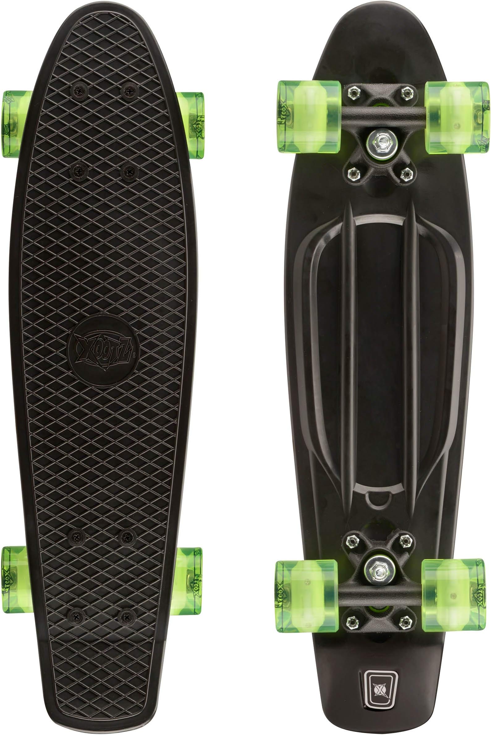 Xootz Kid's Complete Retro Plastic Skateboard with LED Light Up Wheels