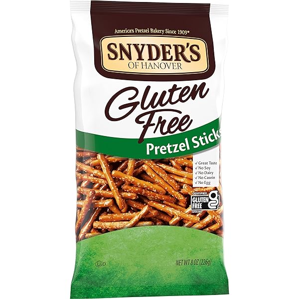 SNYDER’S OF HANOVER PRETZELS, GLUTEN FREE PRETZEL STICKS, 8 OZ (PACK OF 12)