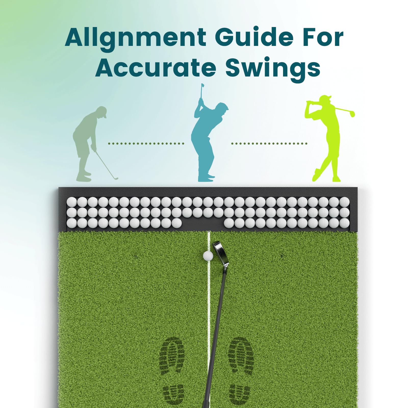 Golfpar Golf Hitting Mat with Built-in Ball Tray & Alignment Line – 26mm Thickness, Indoor Outdoor Golf Practice Mat with EVA Foam Base, Durable Turf, and 3 Rubber Tees for Backyard or Garage