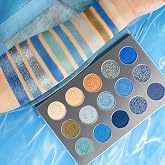 Afflano Blue Eyeshadow Palette Matte Shimmer, Highly Pigmented Colorful Navy Blue Eye Shadow Makeup Palette Waterproof, Nude Teal Silver Glitter Eyeshadow Pallet for Girl Women Daily Party Eyes Makeup