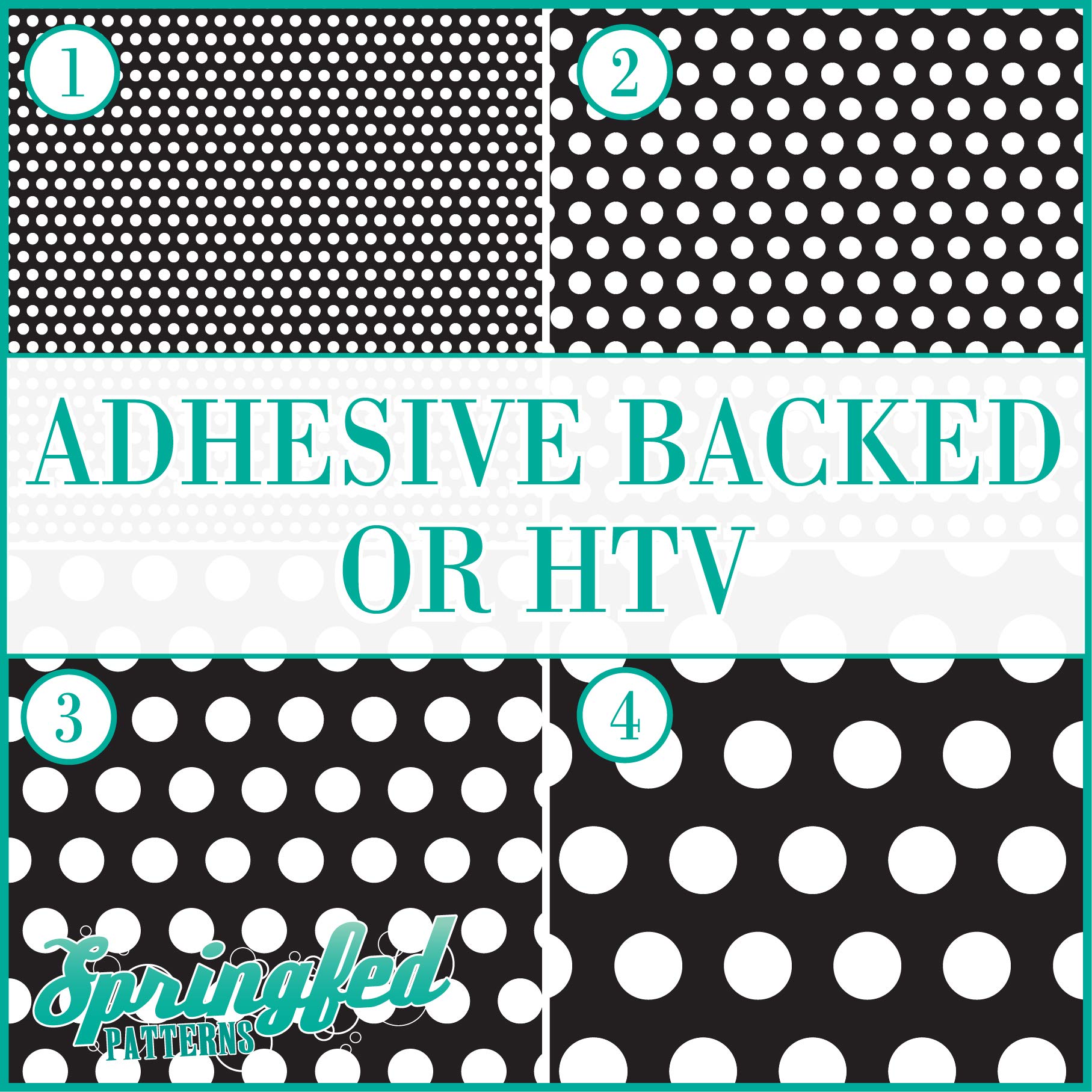 Black & White POLKA DOTS PATTERN #5 Basic Colors Heat Transfer or Adhesive Vinyl CHOOSE YOUR MATERIAL and POLKA DOT SIZE!