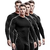 DRSKIN 4, 3, 2 or 1 Pack Men's Compression Shirts Top Long Sleeve Sports Baselayer Workout Running Athletic Active