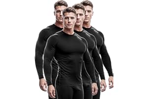 DRSKIN 4, 3, 2 or 1 Pack Men's Compression Shirts Top Long Sleeve Sports Baselayer Workout Running Athletic Active