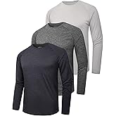clothin 3 Pack Long Sleeve Shirts for Men/Mens Workout T-Shirts Moisture Wicking Lightweight