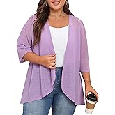 TIANZHU Women's Plus Size Cardigan Shrug 3/4 Sleeve Summer Open Front Lightweight Long Bolero Cardigan for Evening Dresses