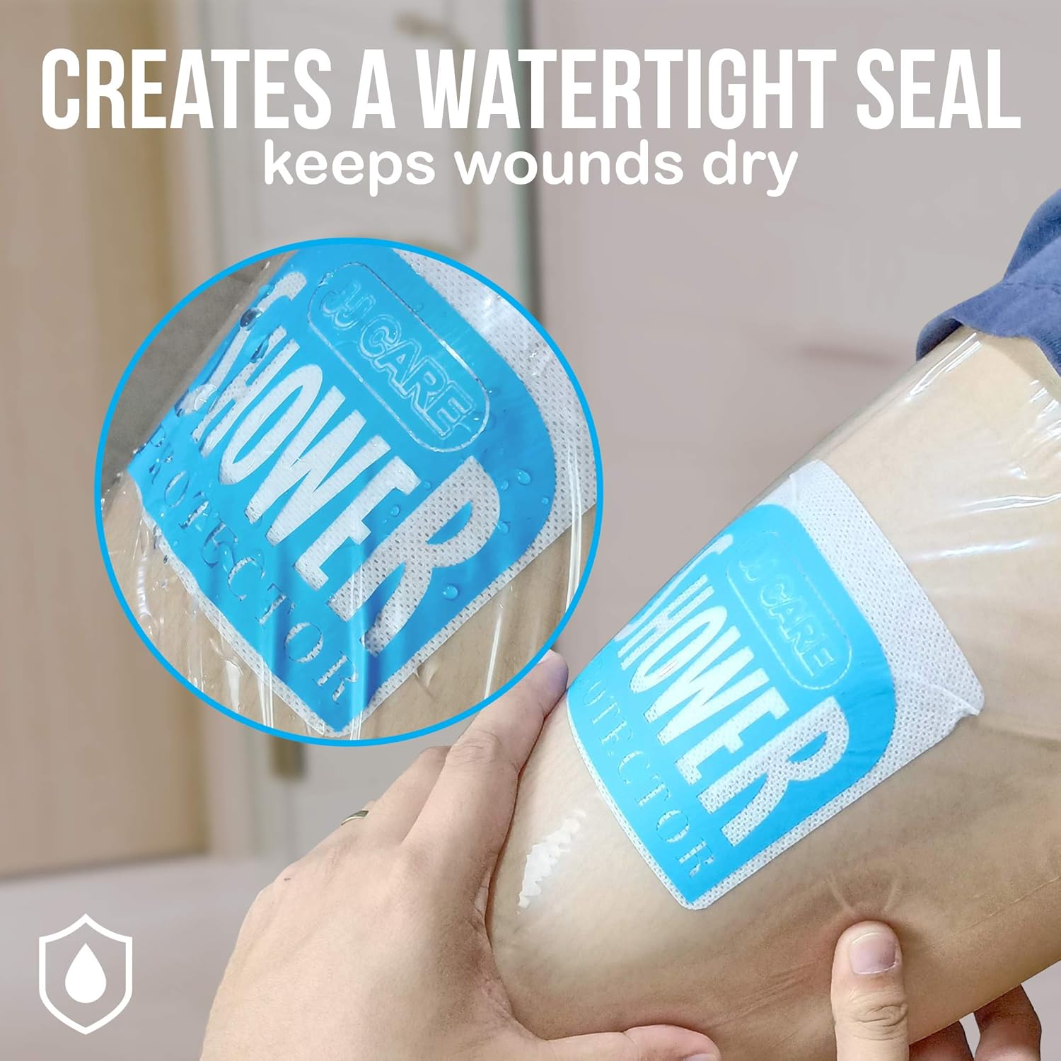 [Upgraded] Shower Protector Film 9”x9” (Pack of 7) Waterproof Wound Cover for Shower, Plastic Shield from Shower, PICC Line Shower Cover, Disposable Bandage Cover, Transparent Wound Dressing Cover: Health & Personal Care