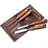 Libraton Woodworking Chisel Set, 4pcs Cr-V Wood Chisels Set, Professional Chisels with Leather Pouch for Carpenter, Christmas