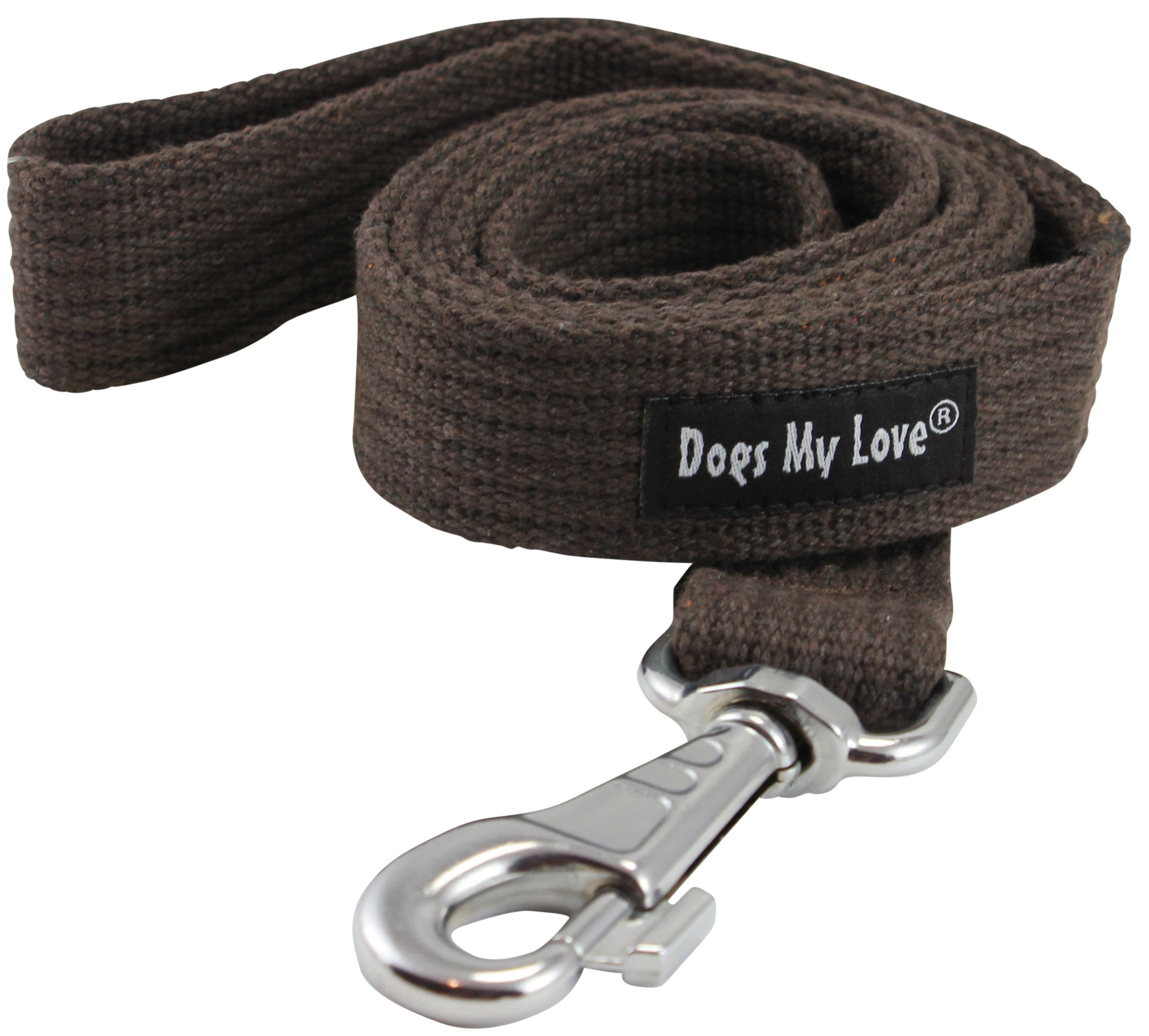 Dog Leash 4.5ft Long Cotton Web Brown 4 Sizes (XLarge: 1.2" Wide)