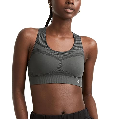 Champion Women's Freedom Seamless Racerback Sports Bra Bra, -asphalt, Large