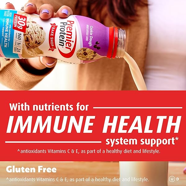 PREMIER PROTEIN SHAKE, COOKIE DOUGH, 30G PROTEIN, 1G SUGAR, 24 VITAMINS & MINERALS, NUTRIENTS TO SUPPORT IMMUNE HEALTH 11.5 FL OZ