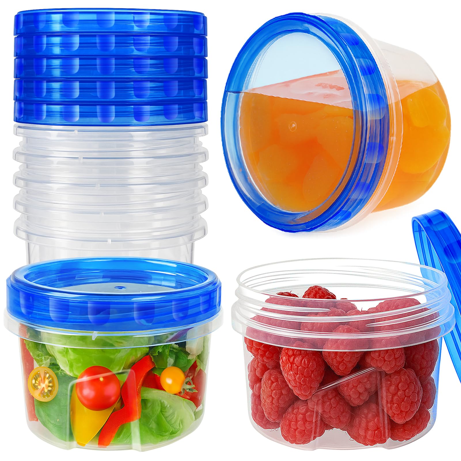 Photo 1 of 10 Pack 17oz Reusable Freezer Storage Containers with Twist Top Lids Airtight, Clear Plastic Food Storage Meal Prep Containers for Leftover Lunch Fruit Salad Oats, Small Soup Container Microwave Safe